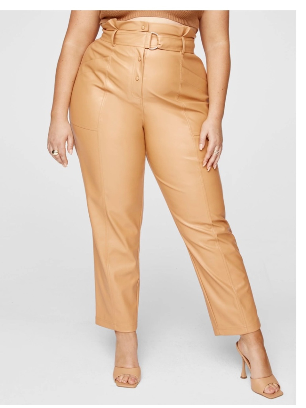 Anika Faux Leather Paperbag Waist Pants size 0